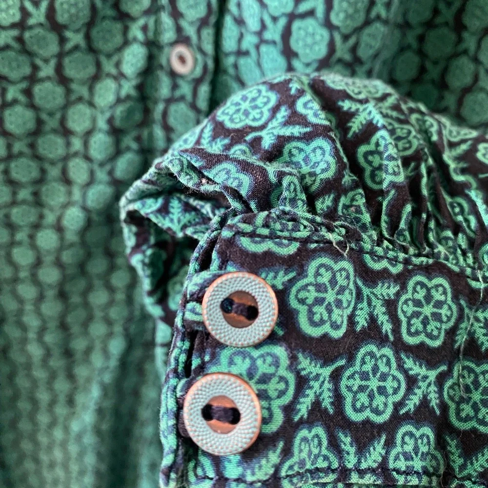 Maeve Anthropologie Jumpsuit Geoscope Beltws Pockets Pull On Green Navy XS - Picture 11 of 16